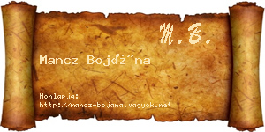 Mancz Bojána névjegykártya